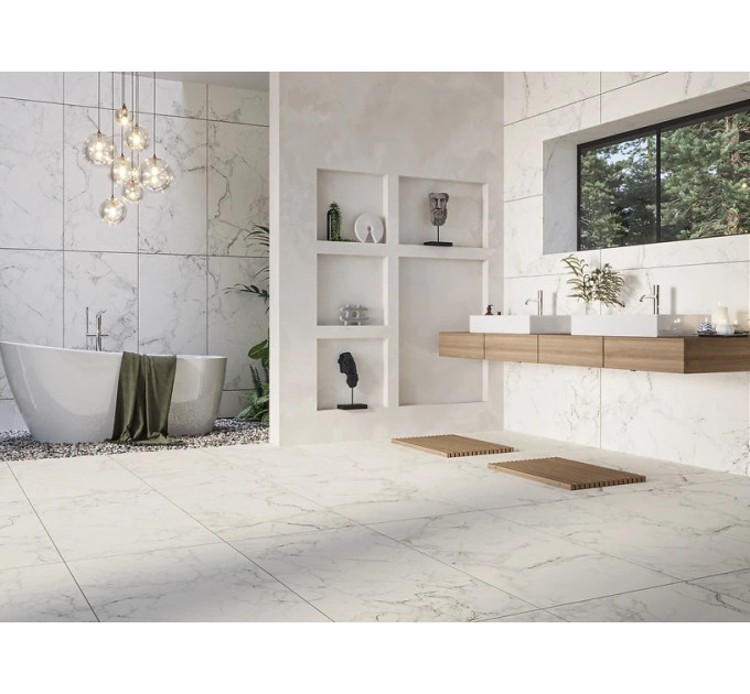 Плитка керамогранітна GPT1006 Calacatta Mild White RECT 598x1198x8 Cersanit