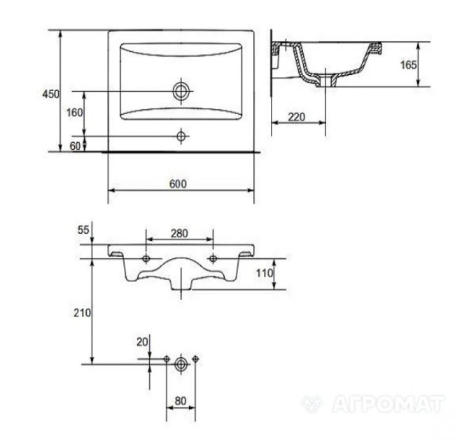 Умивальник 60 см Como (CCWF1000803618), Cersanit