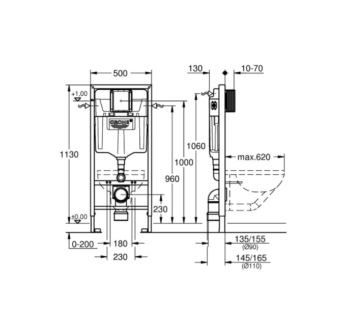 Інсталяція для унітаза 3 в 1 Rapid SL (39501000), Grohe