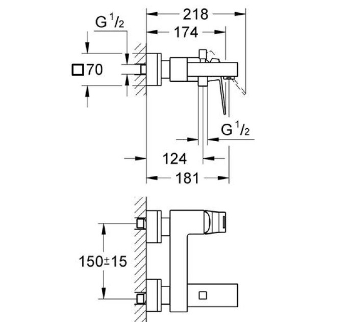 Змішувач для ванни Eurocube (23140000), Grohe