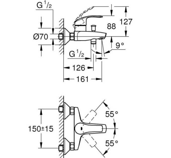 Змішувач для ванни Eurosmart (33300002), Grohe