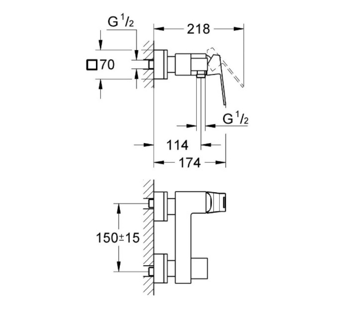 Змішувач для душу Eurocube (23145000), Grohe