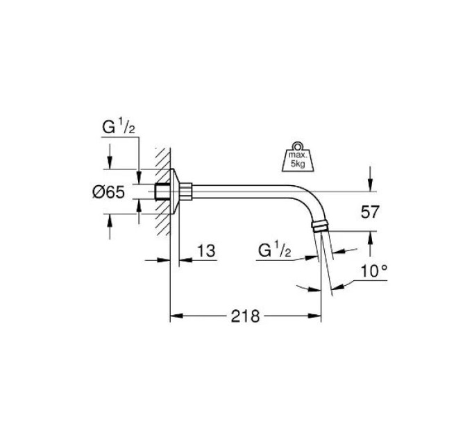 Душовий кронштейн 218 мм Relexa (27406000), Grohe