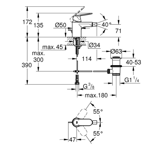 Змішувач для біде Eurosmart Cosmopolitan (32839000), Grohe