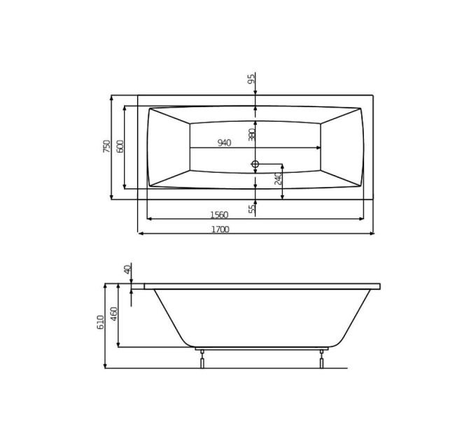 Ванна прямокутна Vita 170х75, Roca
