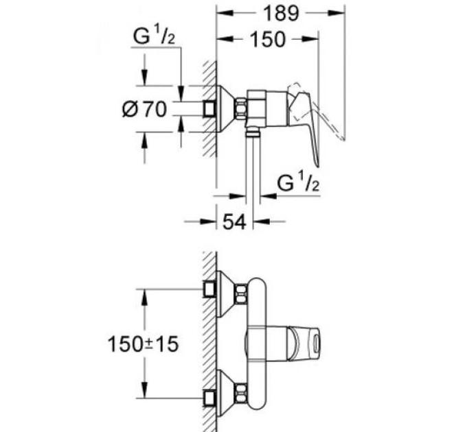 Змішувач для душу BauLoop (23340000), Grohe