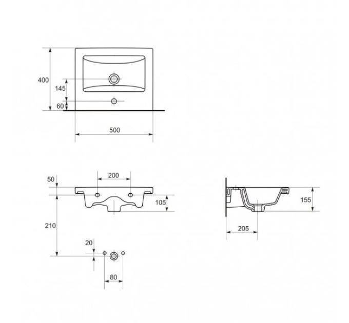 Умивальник 50 см Como (CCWF1000793618), Cersanit