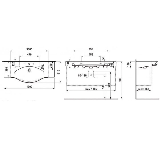 Умивальник Palace 1200 мм H8127040001041 LAUFEN