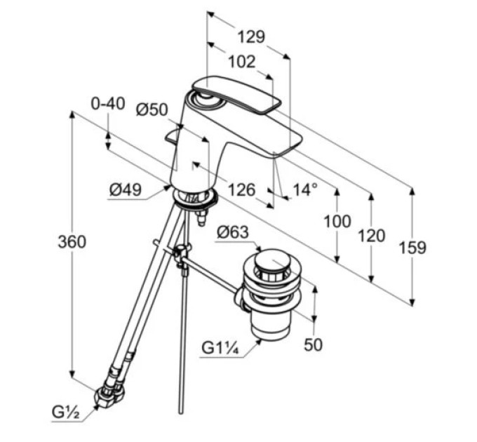 Змішувач для умивальника DN 10 Balance (520239175) білий, Kludi