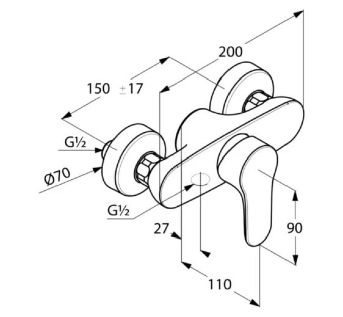 Змішувач для душу DN 15 Objekta (327640575), Kludi