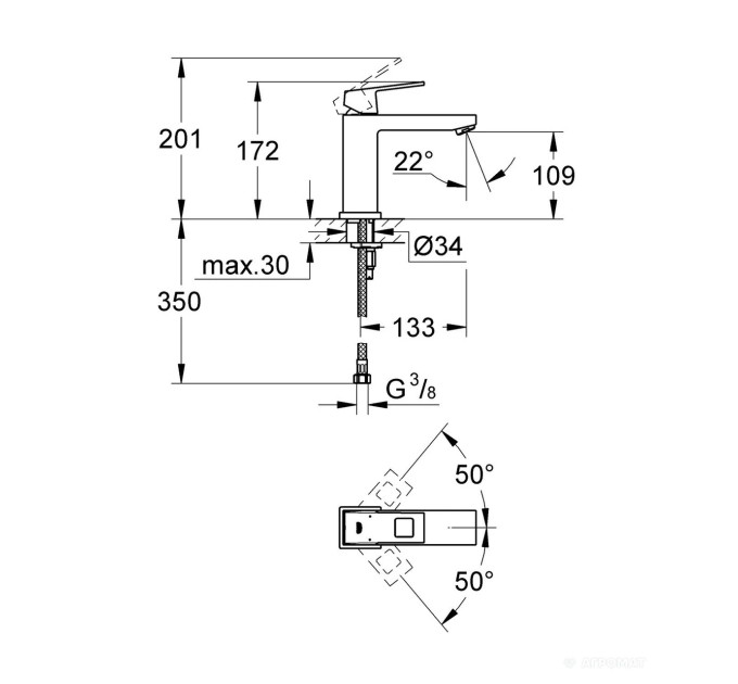 Змішувач для умивальника M-Size Eurocube (23446000), Grohe