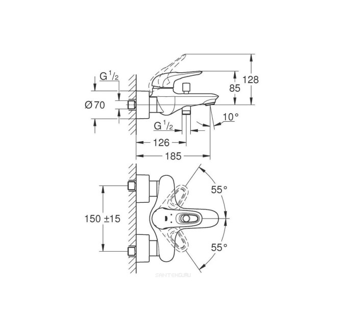 Змішувач для ванни Eurostyle (33591003), Grohe