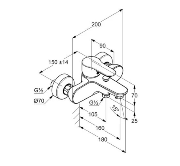 Змішувач для ванни DN 15 Objekta (326530575), Kludi