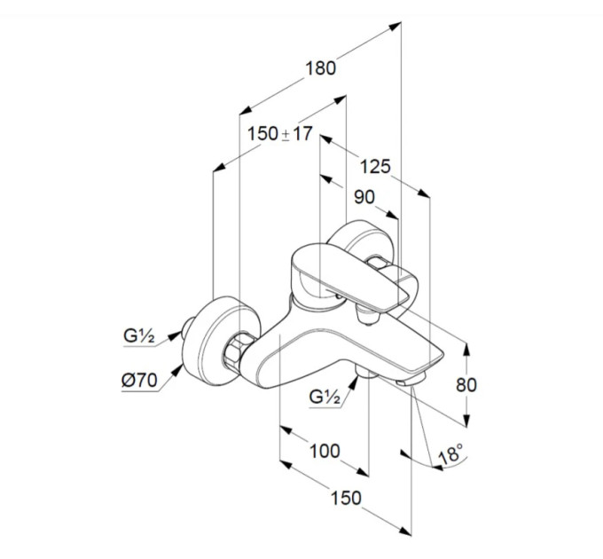 Змішувач для ванни DN 15 Pure&Solid (346810575), Kludi