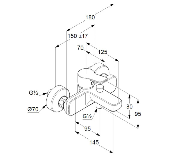 Змішувач для ванни DN 15 Pure&Easy (376810565), Kludi