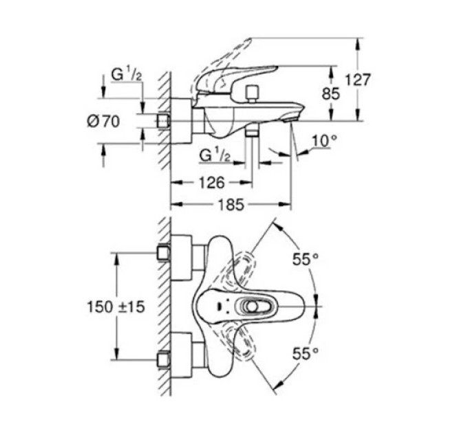 Змішувач для ванни Eurostyle (33591LS3), Grohe