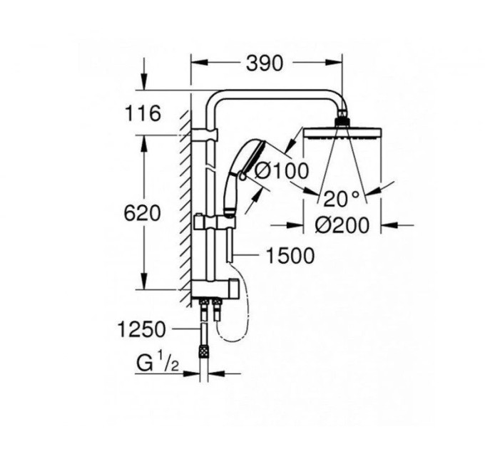 Душовий набір New Tempesta Rustic System 200 (27399002), Grohe