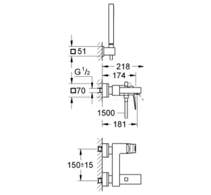 Змішувач для ванни Eurocube (23141000), Grohe