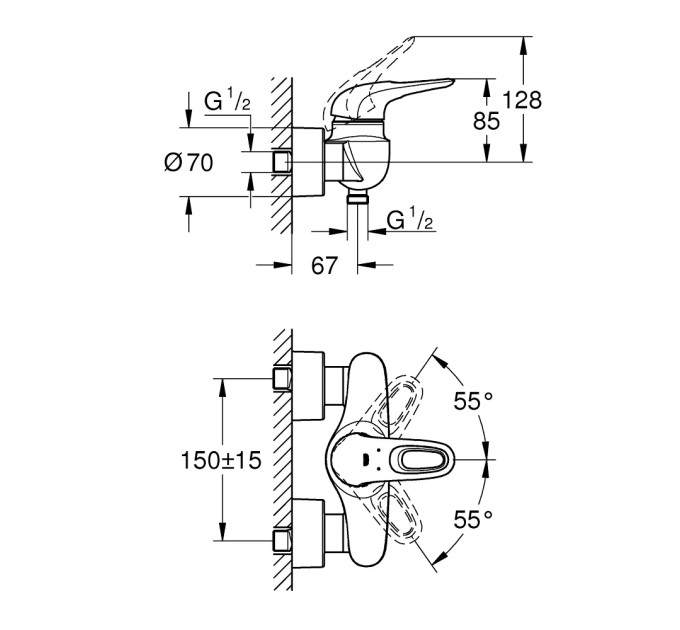 Змішувач для душу Eurostyle (33590LS3), Grohe
