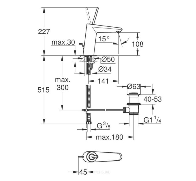Змішувач для умивальника M-Size Eurodisc Joy (23427000), Grohe