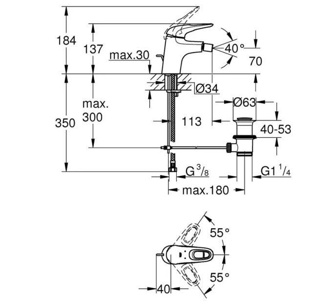 Змішувач для біде Eurostyle (33565003), Grohe