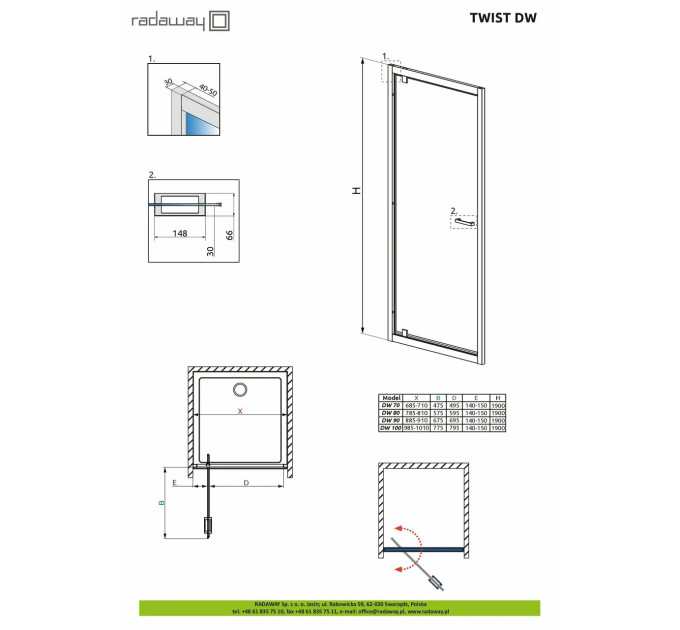 Душові двері Twist DW 70 RADAWAY