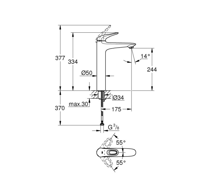 Змішувач для умивальника Eurostyle (23570003), Grohe