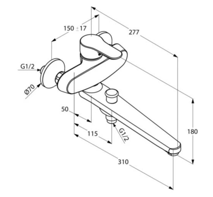 Змішувач для ванни DN 15 Objekta (324910575), Kludi