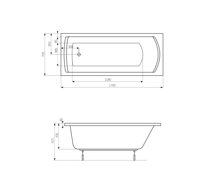 Ванна прямокутна Linea 170х70, Roca