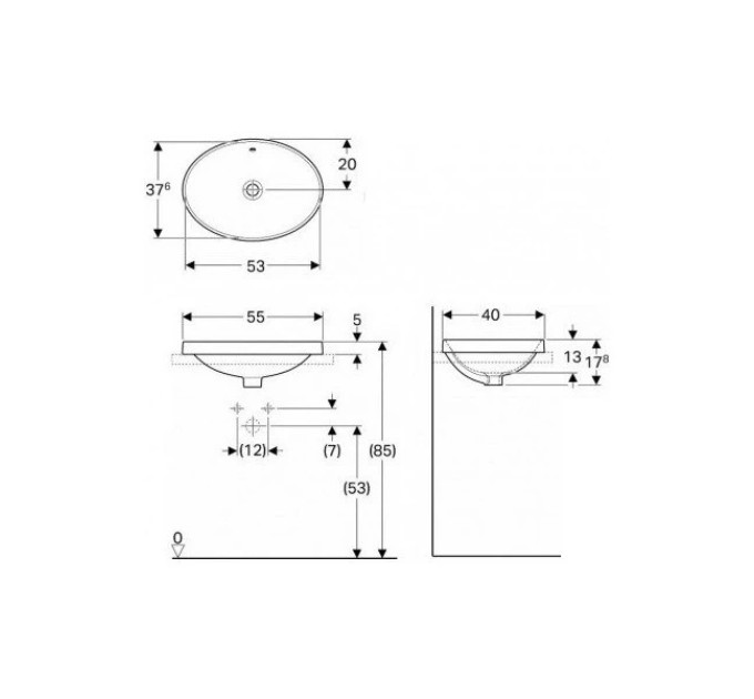 Умивальник VariForm 55 (500.717.01.2) Geberit