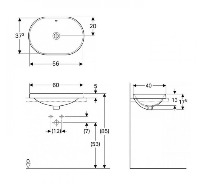 Умивальник VariForm 60 (500.729.01.2) Geberit