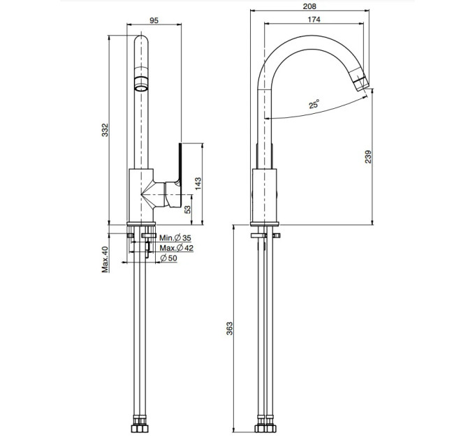 Змішувач для кухні Must (F3137-3CR), Fima