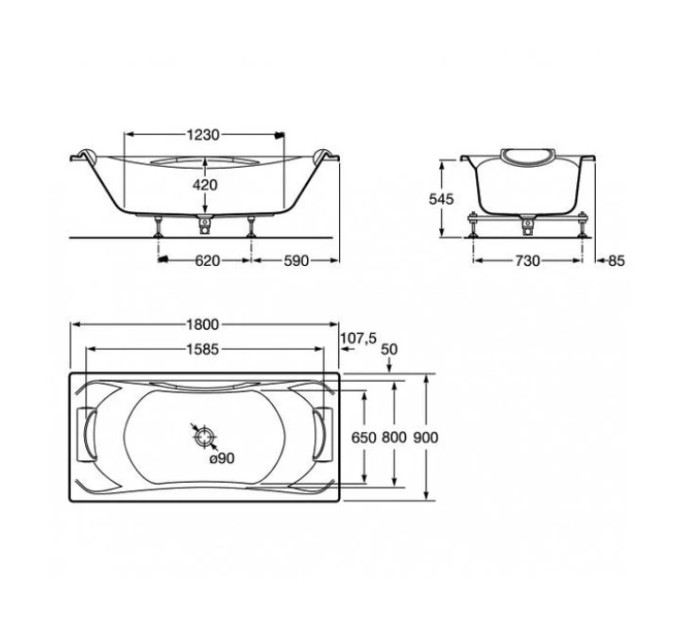 Ванна прямокутна Becool 180x90,  Roca