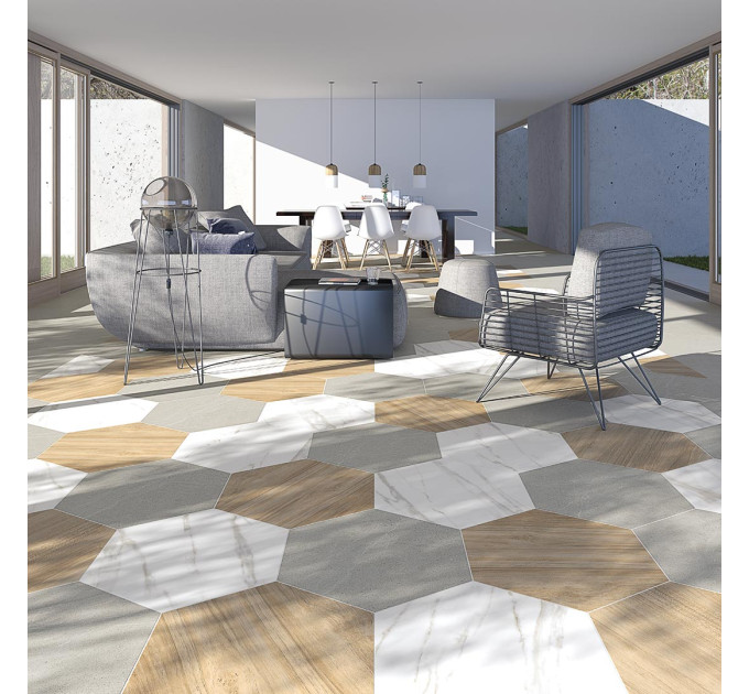 Плитка керамогранітна Hexagono Seine Gris 519x599x9 Vives
