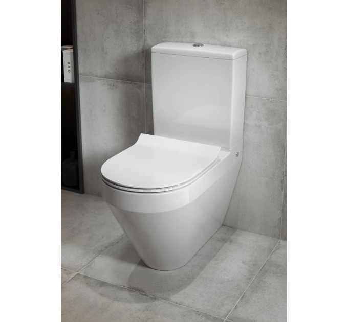 Унітаз підлоговий Crea Oval CleanOn з кришкою Slim дюропласт soft close (CCCZ1005956213) Cersanit