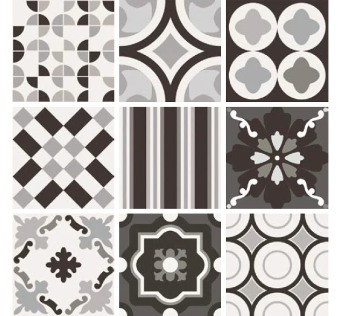 Плитка керамогранітна CSAPBWMX20 Patchwork B&W Mix 200x200x10 Sant'agostino
