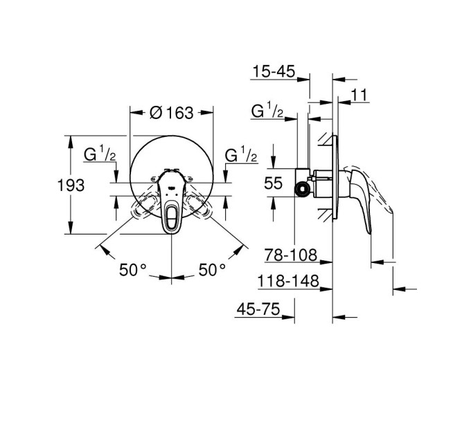 Змішувач для душу Eurostyle (33635003), Grohe