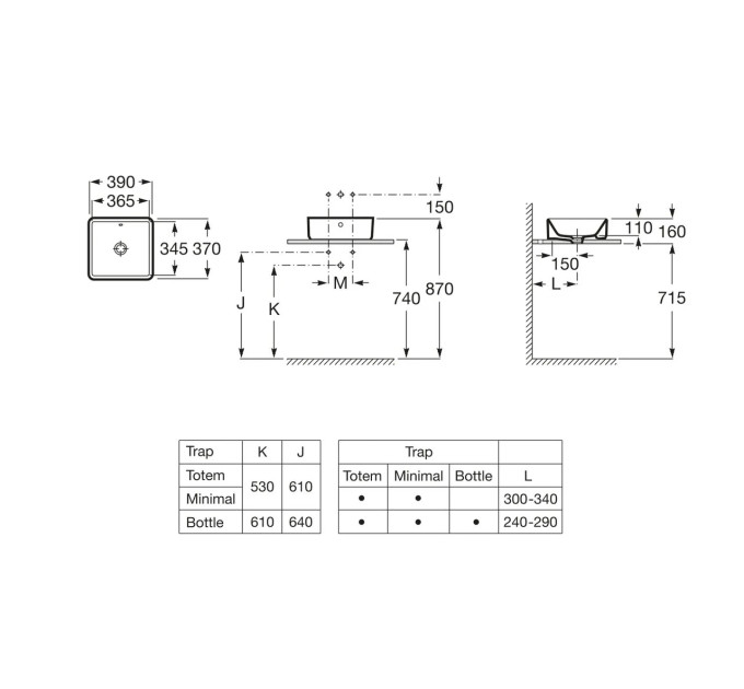 Умивальник Gap 390х370 (A3270ML000), Roca
