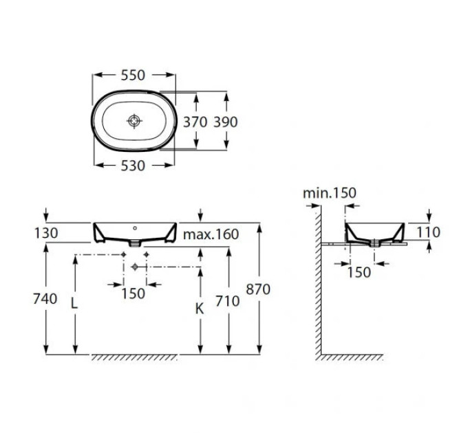 Умивальник Gap 550х390 (A3270Y1000), Roca