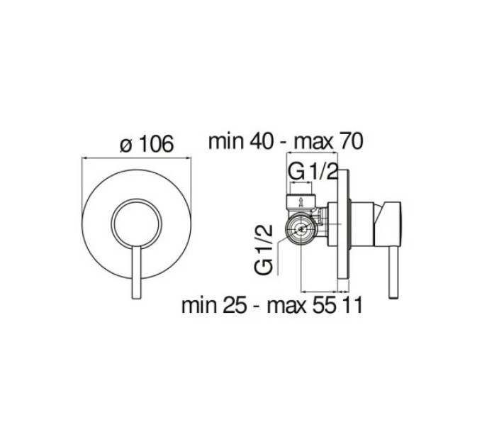 Змішувач для душу Acquerelli Inox (AQ93108IX), Nobili