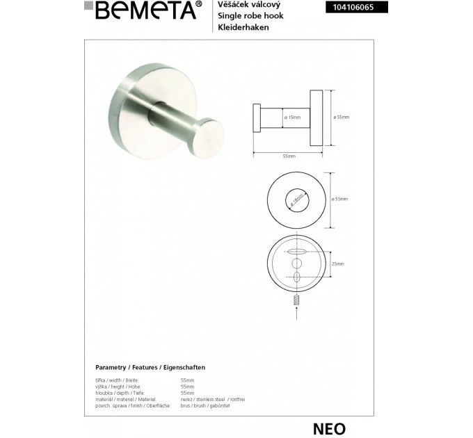104106065 Neo Гачок Bemeta Чехія