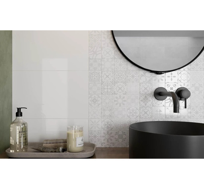 Плитка стінова Sansa White Pattern GLOSSY 25x40 код 1466 Церсаніт
