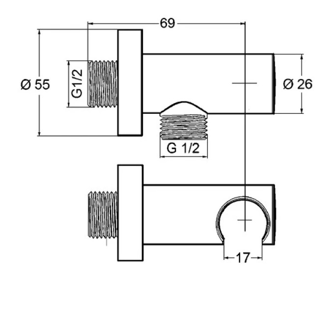 Підключення душового шланга DN 15 A-QA (6054739-00) чорний, Kludi