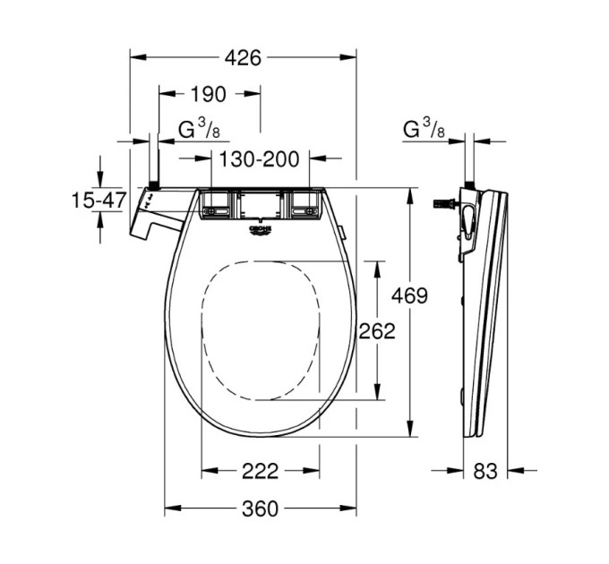 Кришка для унітаза Bau Ceramic (39648SH0), Grohe