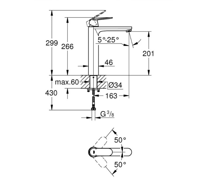 Змішувач для умивальника XL-Size Eurosmart Cosmopolitan (23921000), Grohe
