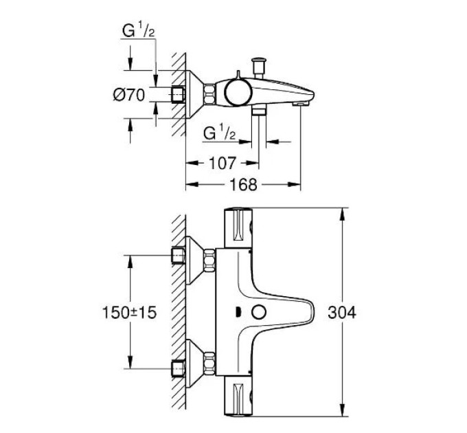 Змішувач для ванни Grohtherm 800 (34576000), Grohe