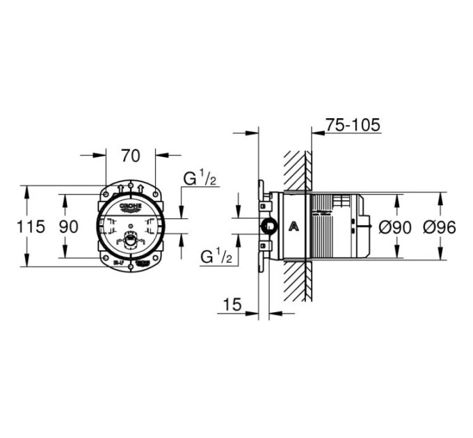 Вбудована універсальна частина Rainshower (26483000), Grohe