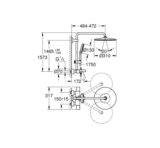 Душова система Rainshower Smartactive 310 26657000 Grohe