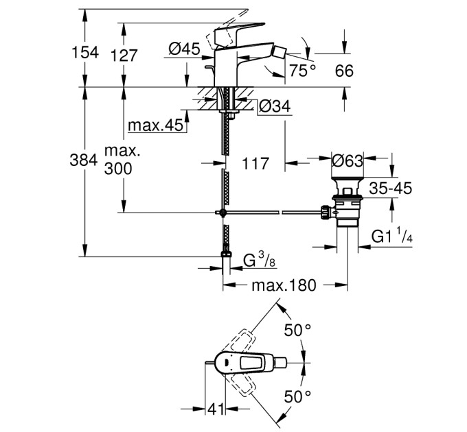 Змішувач для біде BauLoop New (23338001) Grohe