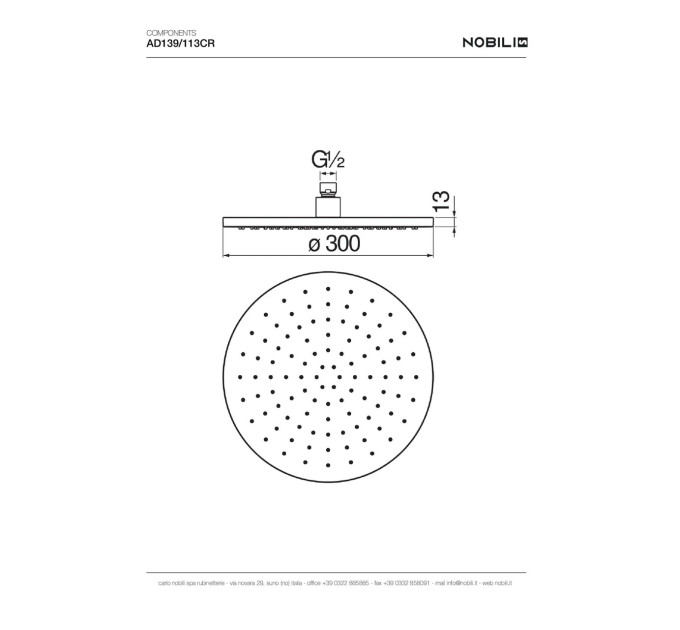 Верхній душ Components (AD139-113CR), Nobili